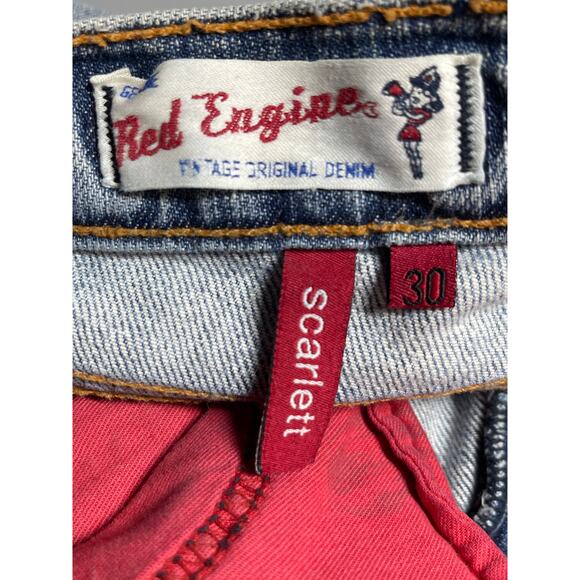 Red Engine Scarlett Women's Blue Mid Rise Bootcut Flared Denim Jeans Pants Sz 30 - Picture 4 of 5
